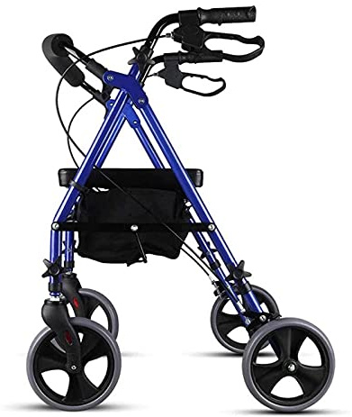 Déambulateur/Marcheur Pliable Réglable En Aluminium, Roues En Pvc Tout Terrain Et Sac De Rangement