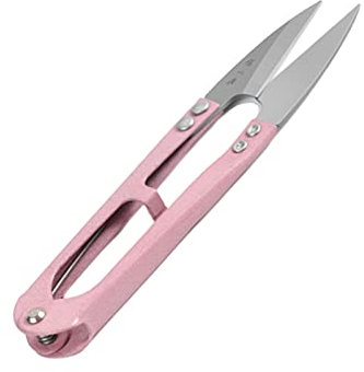 CHFYIJYHM Mini-Schere aus Kohlenstoffstahl, U-förmige Nähschere, Schneidwerkzeuge, Garnknipser, Trimmzange, Stricken, Kunsthandwerk(Pink)