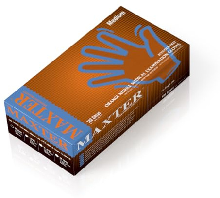 Maxter Puderfreie Nitrilhandschuhe, 7.0, 90 Stk., Größe XXL, orange