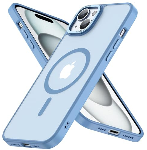 Cokwi Cover Magnetica per iPhone 15 (6,1 Pollici) Compatibile con MagSafe Protezione Antiurto Suprema – Magnetismo Potente e Protezione Militare – Custodia Traslucida Opaca – Azzurro