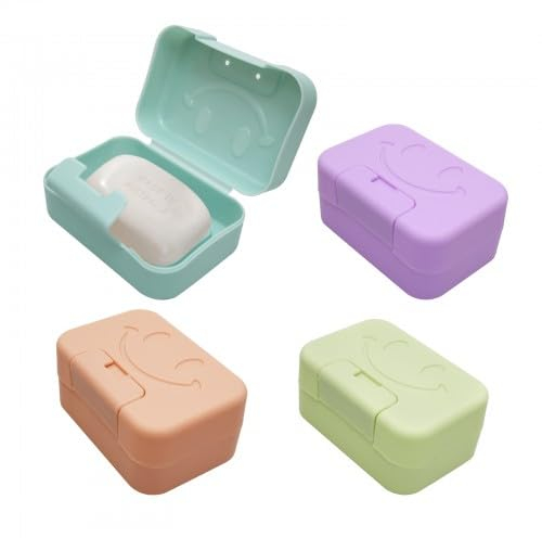 4 Pièces Boîte à Savon de Voyage, Porte-Savon de Bain Portable en Plastique Avec Couvercle pour la Maison, Salle de Bain (4 Couleurs)