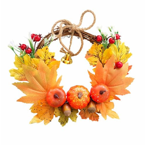 Herbstkranz Herbstdeko Herbstkränze Modern Groß Autumn Türdeko Deko Fall Wreath Für Haustür Outdoor Tisch Außen Türkranz Kürbis Deko Herbstdeko Innen Erntedankfest Halloween ( #16, 23x28x9cm)