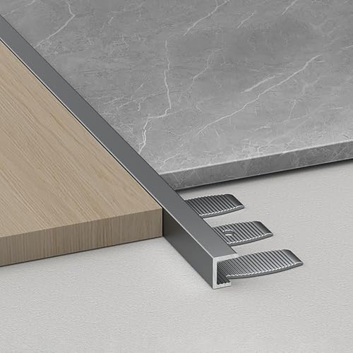 Raouoae Abschlussleiste 135cm 2 Stück Biegbares Abschlussprofil Aluminium Eloxiert C-Form Profil Fliesenkanten Schutz Einfassprofil Für Kreative Fliesenverlegung(Grau,Hoch: 10.3mm)