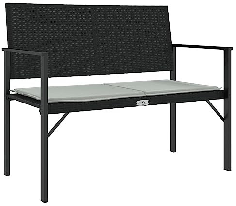 ULUYYUC Bierbänke Balkonbank Balkonbank Kleiner Balkon Garden Bench - Gartenbank 2-Sitzer mit Kissen Schwarz Poly Rattan für Garten Parks Terrasse Balkon
