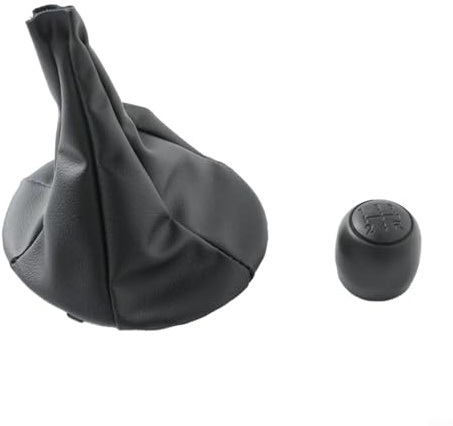 HEIBTENY Schaltknauf 5 Gang Staubschutz PU Leder Bezug für Fiat 500 Panda 2007-2013 Schalthebel Abdeckung ABS langlebig und hochfest Einfache Installation