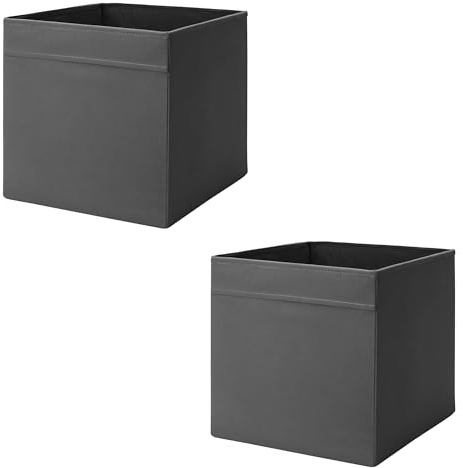 Drona Fabric Storage Box Inserts - Grey - 33x38x33cm - Durable Foldable Cube Organizer for Shelves, Wardrobes, and Closets, pack of 2