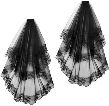 OATIPHO 2stücke Schwarze Spitzen-hochzeitsschleier Mit Kamm Gothic-schleier Für Halloween Und Hochzeiten Geeignet Für Frauen Und Mädchen