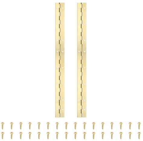 PATIKIL 16x1.2 Inch Piano Hinge,2 Pcs 304 Stainless Steel Continuous Hinge with Holes for Piano Gate Door Wooden Storage Box Cabinet Boat,Gold