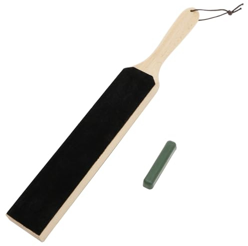 BAODBF Doppelseitiger Leder-Streichriemen,Messerabstreifer mit Polierpaste,370×50mm,Leder Streichriemen Abziehleder für Messer zum Schärfen