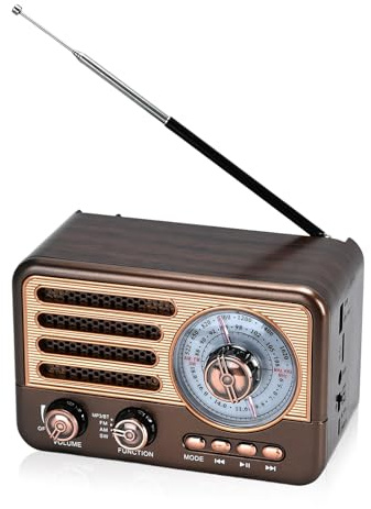 3-Band Portable Radio with Bluetooth, MP3 Player, USB/TF Playback, LED Flashlight and Rechargeable Battery - Handheld Battery Operated FM/AM/SW Radio for Outdoor (Coffee)