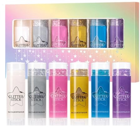 Gesicht & Körper Glitzer | 6 Farben Glitzerstift Make-up,Schweißfester Körperschimmer Für Bühnenauftritte Halloween Cheerleading Tanzwettbewerb Karneval Cosplay