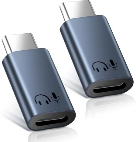 APKLVSR 2 Stück USB-C zu Audio Adapter kompatibel mit Geräten mit Light-ning-Anschluss, DAC Hi-Fi Klang, Kopfhörer Line-Control, kompatibel mit iPhone & iPad, Grau