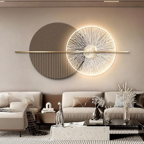 Tqertrtfxa Lampada da Parete a LED 3D,Scultura da Parete,Arte Decorativa,Moderno arazzo per Soggiorno，Quadro Decorativo Circolare，Dipinto Moderno per Soggiorno(A,100 * 50cm/39.4 * 19.7in)