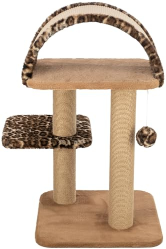 TRIXIE Kratzbaum Leo, mehrstöckiger Katzenbaum mit gemütlichen Liegeflächen und robusten Kratzflächen 85 cm, braun, Kratzbaum für Katzen, komfortabel & stabil - 48176