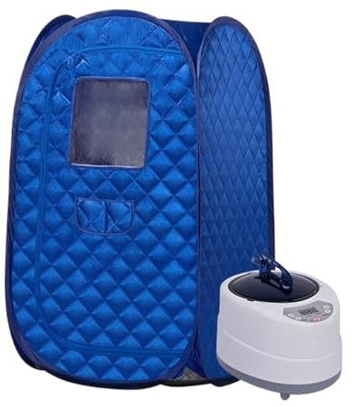 SMTYXS Sauna Portátil For El Hogar, Saunas De Vapor Portátiles Cuerpo Completo, Plegable, Capaz con 2L, SPA Casero 1000 Vatios Velocidad de Calentamiento rápida(Blue Set)