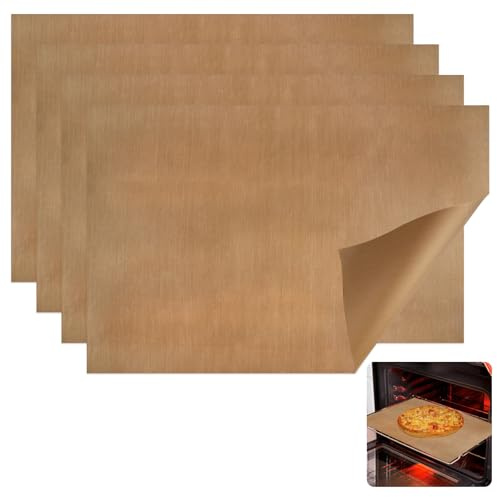 4 Piezas Protector de Horno Interior, Grandes Papel de Horno Reutilizable 40 X 60 cm, Permanente Panel Resistente Al Calors para Refrigerador, Teflón Antiadherente Alfombrilla, para Hornear y Asar