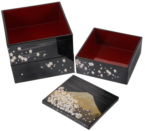 DIYEAH Caja Bento Japonesa para Adultos Pequeña 12.5x12.5x16 Cm, Fiambrera Portátil de Tres Capas para Sushi y Bocadillos, Contenedor de Almuerzo Práctico y Ligero