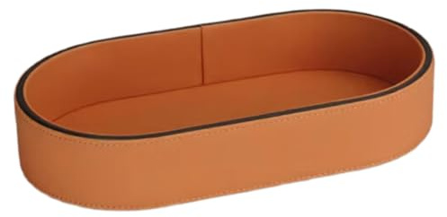 Akfldms Aufbewahrungsbox Aus PU-Leder, Schreibtischablage, Kosmetikfach, Schmuckbox, Wohnaccessoires, Orange