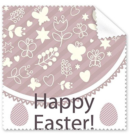 Happy Easter Religion Christentum Festival Cute Lila Farbigen Ei Blume Herz Stern Schmetterling Kultur Illustration Muster Brille Reinigungstuch Reinigungstuch Handy-Display von 5 x