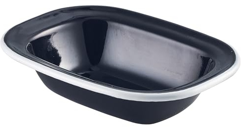 Genware 44016BK Plat à tarte en émail avec bord blanc Noir Longueur 160 mm
