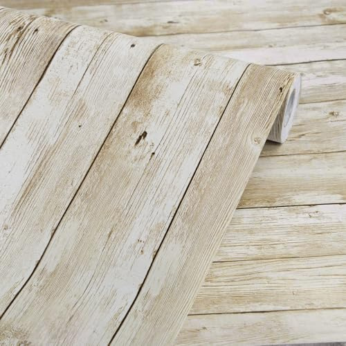 Abyssaly Contact Paper Wood Peel and Stick Wallpaper 17.71 X 118 Self-Adhesive Removable Wallpaper Decorative Wall Covering Vintage Wood Panel Interior Film