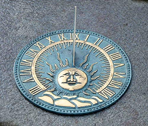 IDYL Outdoor Zeitmesser aus Bronze Flache Sonnenuhr - hochwertig und auffällig | Nr. 6302 | Maße: 26 x 26 x 9 cm