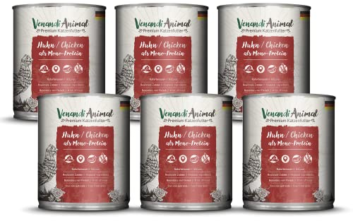 Venandi Animal - Premium Nassfutter für Katzen - Huhn als Monoprotein 6er Pack (6 x 800 g), getreidefrei, Monoprotein