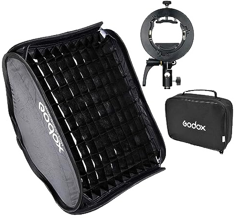 Godox 80cm x 80cm Foldable Universal Softbox with Honeycomb Grid + S2 Speedlite Bracket for Godox V1 Series, AD200Pro, AD200, AD400Pro, V860II Series, TT350 Series Flash Speedlite (SGGV8080cm)