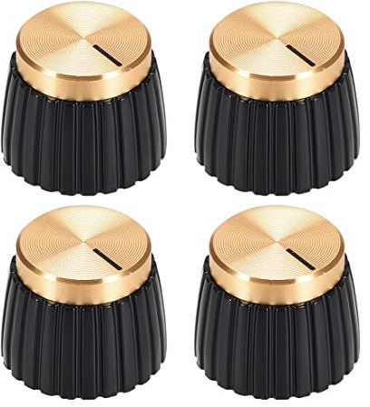 sourcing map 4Stk. Potentiometer Knopf Styl Verstärker Ersatz schwarz mit goldene Kappe Lautstärkeregler