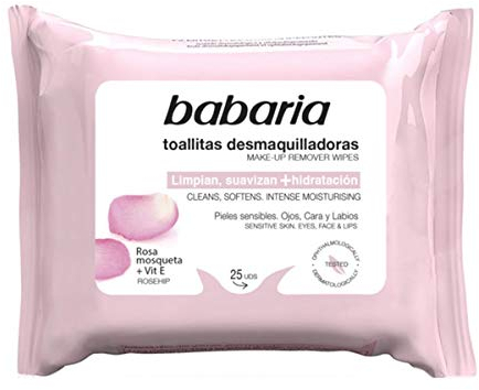 Babaria – Toallitas Desmaquilladoras Rosa Mosqueta – 25 Uds, Blanco