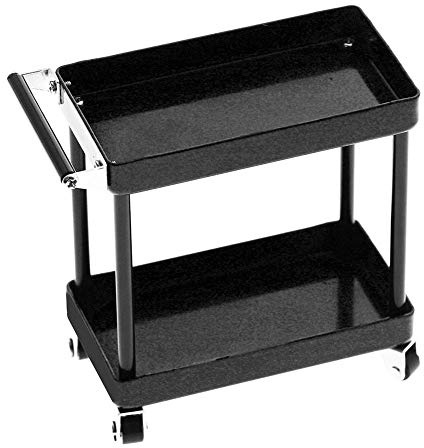 VGEBY RC Tools Trolley Kit, 2 Tier Tools Storage Trolley Mobile Workshop Garage Repair RC Toy Car Accessories for 1/8 1/10 1/12 1/16 Scale Model Large Size(Black) Model Car Accessories Model Toy