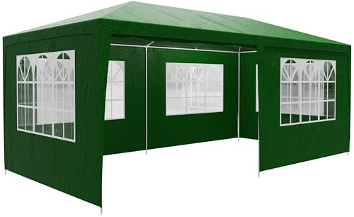Casaria® Tonnelle de Jardin Rimini Vert 3x6m avec Toile Hydrofuge 6 parois latérales Barnum Tente de réception fête extérieur