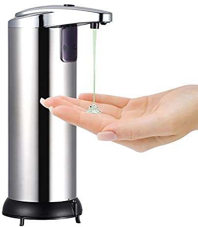 tooloflife Automatischer Seifenspender mit Handbewegung, Edelstahl, berührungsloser Seifenspender mit wasserdichter Basis, Lotionen, Seife & Desinfektionsmittel für Küche & Badezimmer