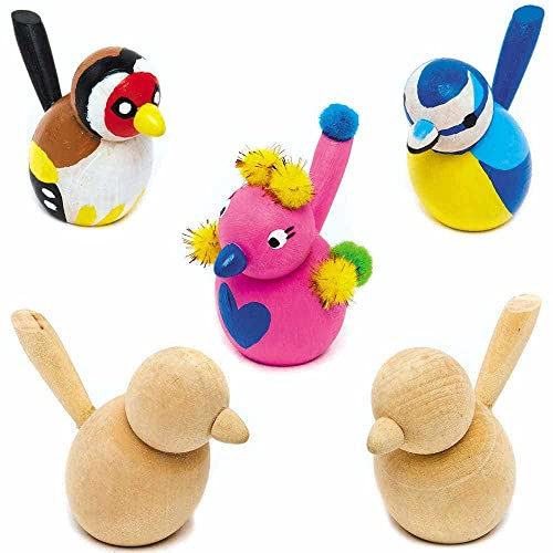Baker Ross FC877 Holz Vögel zum Bemalen - 6er-Pack, Holzfiguren zum Gestalten und Personalisieren