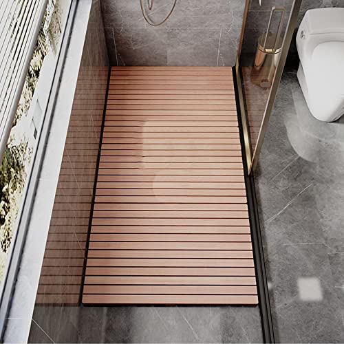 Zhaomi Caillebotis de Douche de Qualité Supérieure,Caillebotis Douche,Baignoire Antidérapant Tapis de Bain,Style Nordique,avec Lattes Côté Vissé,Usage Intérieur et Extérieur (50x50cm/20x20in)