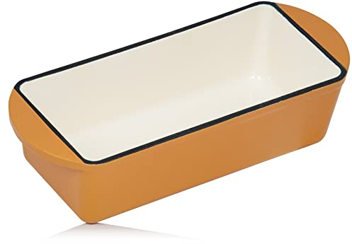 Mahlzeit Cazuela Rectangular de Hierro Fundido Esmaltado Sunny Orange | 1,6 Litros | Recipiente para Lasaña, Platos para Horno, Fuente para Horno | Molde para Gratinar | Fuente de Cocinar