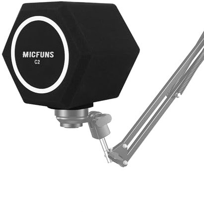 Micfuns C2 Filtre anti-pop pour microphone - Filtre anti-pop - Filtre d'enregistrement acoustique et bruit - Réduction des reflets - Couverture insonorisée de 45 à 60 mm