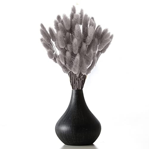 Gloryit Trockenblumen,50 stäbchen Pampasgras Getrocknet,Lagurus Getrocknet in Wohnzimmer,Pampasgras Trockenblumen für Deko Schlafzimmer, Tischdeko, Boho deko, Wand Deko (40cm Grauschwarz)