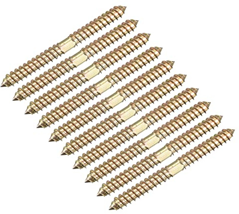 sourcing map 8x90mm Suspensión Pernos, 12uds Doble Extremo Autoperforantes Rosca Madera a Madera Espiga Tornillos para Madera Conexión