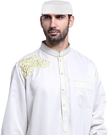 IBLUELOVER Bonnet Musulman Chapeau Islamique Homme Broderie Bonnet de Prière Chapeau Namaz Kufi Coton Casquette Calotte Traditionnel Arabe Chapeau Rond pour Eid Ramadan Prier Eid Cadeau Chapeau d'été