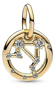 Pandora Moments Colgante con diseño del signo Libra del Zodíaco chapado en oro de 14 quilates con circonitas cúbicas transparentes