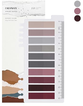 200 Stück Haftnotizen Tabs, Gray Stile Pagemarker Selbstklebend Pastell Beschreibbare Haftstreifen Klebezettel mit Lineal für Seitenmarkierung Lesezeichen (B-200 Stück Sunset Glow)