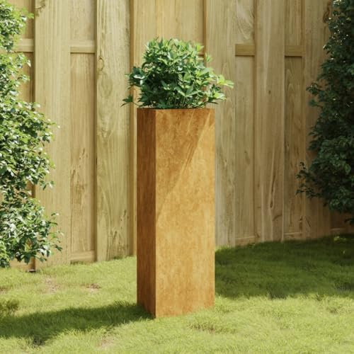 ZEYUAN Pflanzkübel 30x26x75 cm Cortenstahl, Pflanzgefäße Außen, Blumentöpfe Garten, Blumenübertopf, Pflanzen Topf Groß - 824545