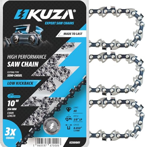 Catena per motosega 25,4 cm, 3/8 passo, 127 cm calibro, 40 maglie, acciaio tedesco, S40 - Makita, Echo, Remington RM1035P, Worx WG309, Sun Joe SWJ803E, Craftsman e altri}