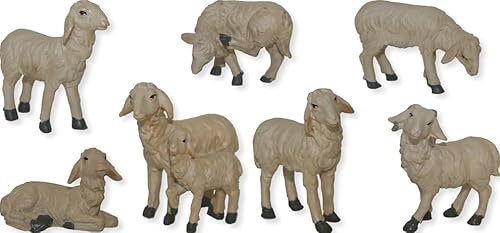 FADEDA 7X Garten Figuren - Schafe aus Polyresin, handbemalt - Deko Schafe Dekofiguren Garten Deko Gartenfiguren für außen, Höhe: 6,6 cm