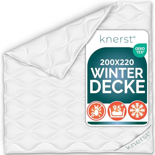 KNERST Winterdecke 200x220, extra warme Bettdecke, Made in EU | Extra warme Winterdecke, atmungsaktive Bettdecke, temperaturausgleichend, waschbar, allergikergeeignet, Steppdecke, OEKO-TEX