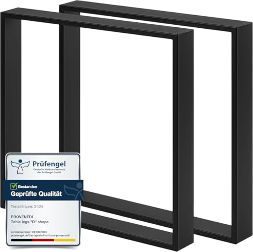 PROVENEDI - 2x Tischküfen Schwarz, Tischgestell 70x70 cm, Einfache Montage, Tischbeine aus Metall in Industrial Matt, Ideal für DIY-Projekte wie Esstisch, Schreibtisch oder Wohnzimmertisch