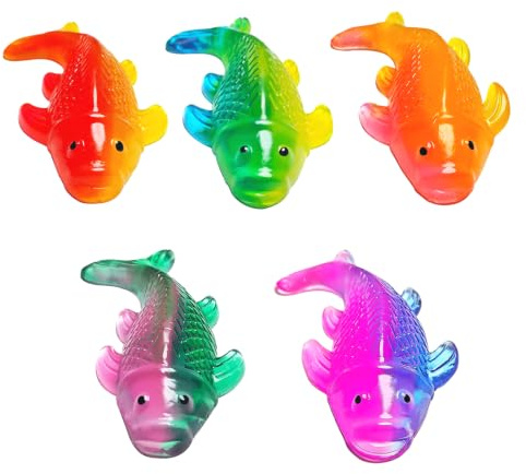 5 st färggradient serie söta mjuka karp mochi squeeze leksaker, fidgetleksaker, stressavlastande klämleksaker, klasspriser, goodie väskor för barn, sensoriska leksaker etc
