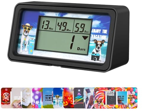 YOOREAL 9999 Tage Digitaler Countdown Timer Count Down Tage Timer mit Zehn | 10 Papierkarten Hintergrundbeleuchtung für Ruhestand Urlaub Hochzeit Weihnachten Neues Baby Klassenzimmer Labor (HM200B-NEW)