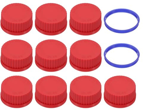 PATIKIL 10 tappi a vite GL45, 45 mm, in polipropilene, con tappo a vite, per bottiglie di vetro GL45, rosso